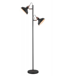 Floor Lamp, 2 x E27, Sand Back, Copper, White - 1