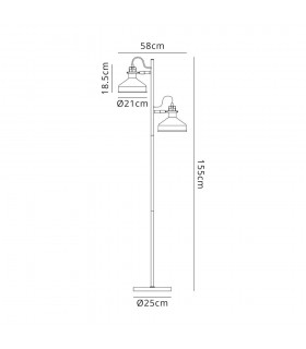 Floor Lamp, 2 x E27, Sand Back, Copper, White - 2