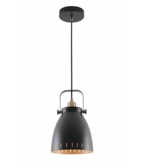 Medium Ceiling Dome Pendant, 1 x E27, Matt Black, Antique Brass, Khaki - 1