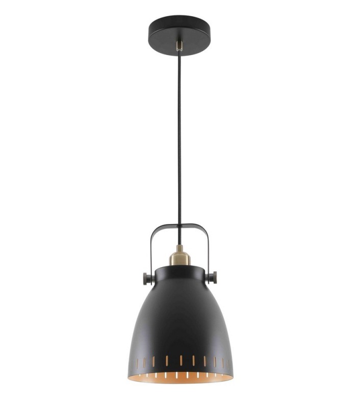 Medium Ceiling Dome Pendant, 1 x E27, Matt Black, Antique Brass, Khaki - 1