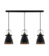 Linear Ceiling Pendant, 3 x E27, Matt Black, Antique Brass, Khaki - 1
