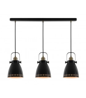 Linear Ceiling Pendant, 3 x E27, Matt Black, Antique Brass, Khaki - 1