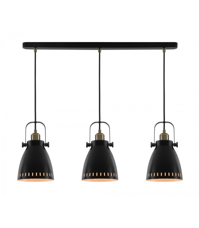 Linear Ceiling Pendant, 3 x E27, Matt Black, Antique Brass, Khaki - 1