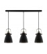 Linear Ceiling Pendant, 3 x E27, Matt Black, Antique Brass, Khaki - 5