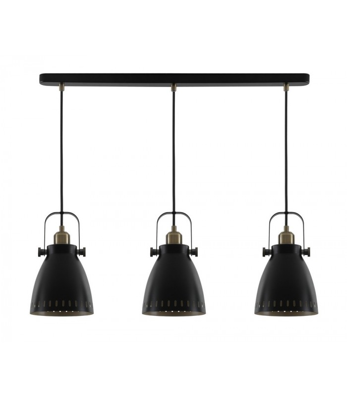 Linear Ceiling Pendant, 3 x E27, Matt Black, Antique Brass, Khaki - 5