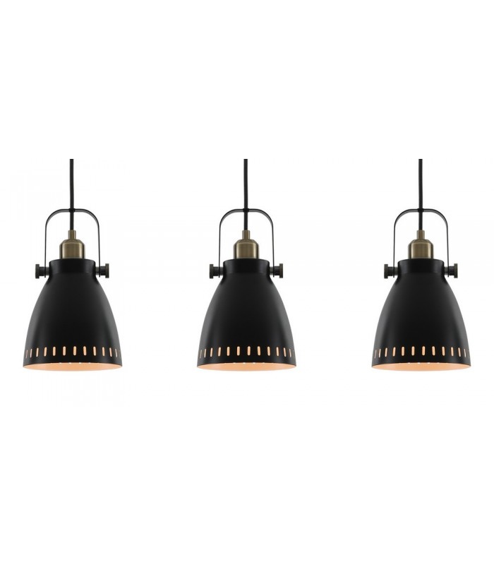 Linear Ceiling Pendant, 3 x E27, Matt Black, Antique Brass, Khaki - 7