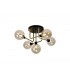 Flush Semi Flush Ceiling, 5 Light G9, Matt Black, Antique Brass, Cognac Glass - 1