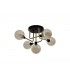 Flush Semi Flush Ceiling, 5 Light G9, Matt Black, Antique Brass, Cognac Glass - 3