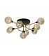 Flush Semi Flush Ceiling, 9 Light G9, Matt Black, Antique Brass, Cognac Glass - 1