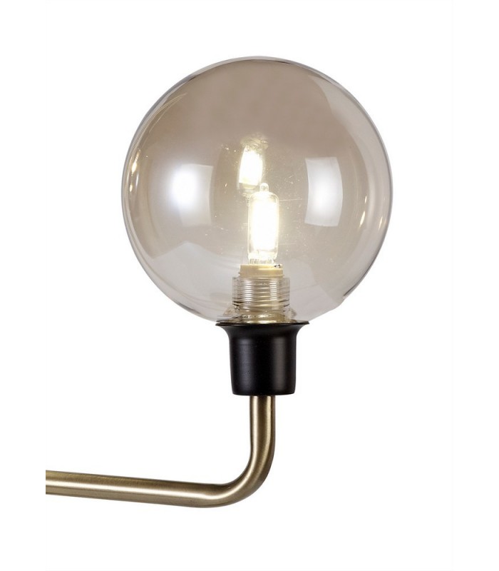 Table Lamp, 2 Light G9, Matt Black, Antique Brass, Cognac Glass - 5