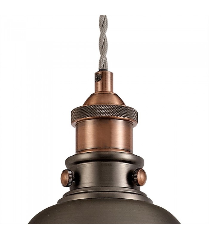 Small Ceiling Dome Pendant, 1 x E27, Antique Silver, Copper, White - 6
