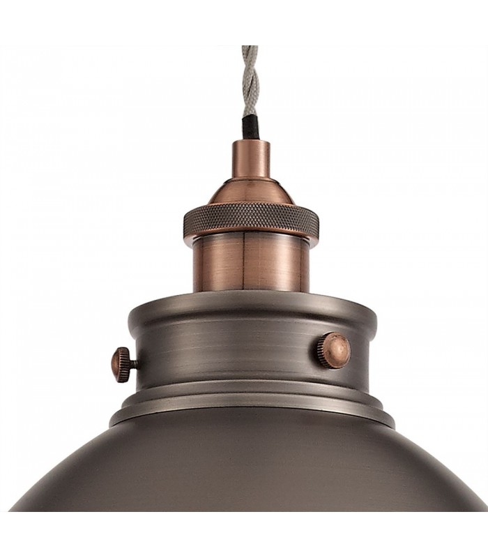 Medium Ceiling Dome Pendant, 1 x E27, Antique Silver, Copper, White - 6