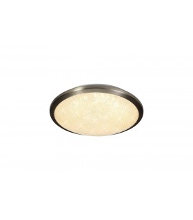 Flush Ceiling, 30cm 1 x 12W LED, 3000K, 750lm, IP44, Satin Nickel, Crystaline - 1