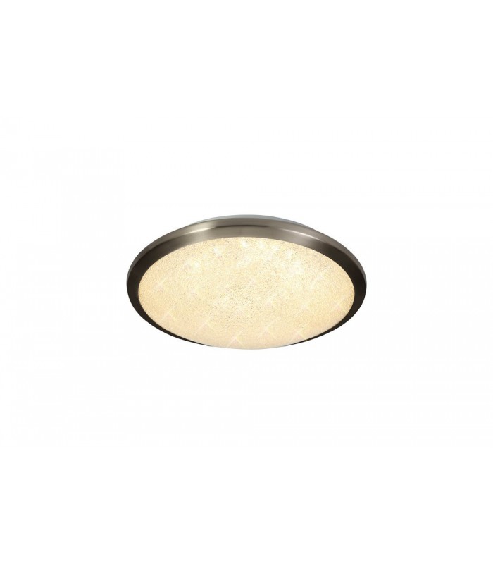 Flush Ceiling, 30cm 1 x 12W LED, 3000K, 750lm, IP44, Satin Nickel, Crystaline - 1