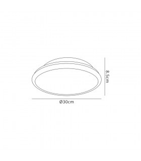 Flush Ceiling, 30cm 1 x 12W LED, 3000K, 750lm, IP44, Satin Nickel, Crystaline - 2
