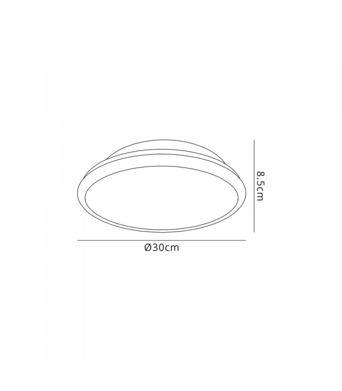 Flush Ceiling, 30cm 1 x 12W LED, 3000K, 750lm, IP44, Satin Nickel, Crystaline - 2