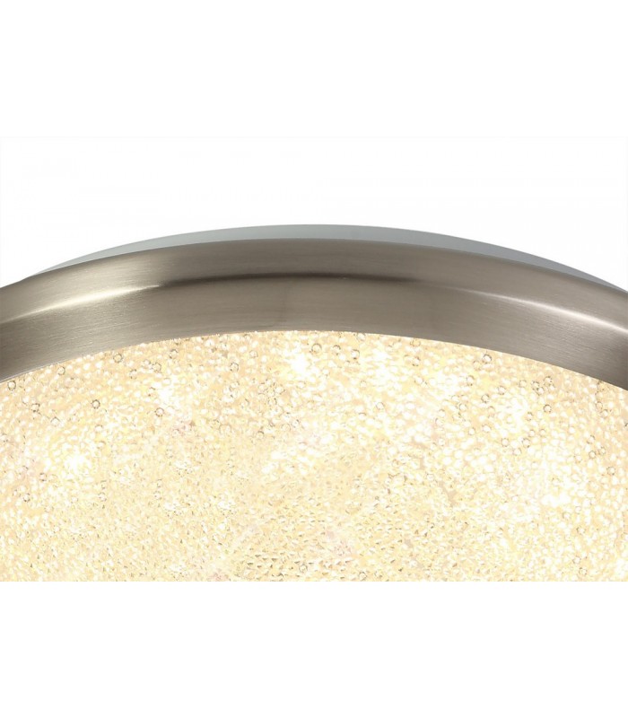 Flush Ceiling, 30cm 1 x 12W LED, 3000K, 750lm, IP44, Satin Nickel, Crystaline - 4
