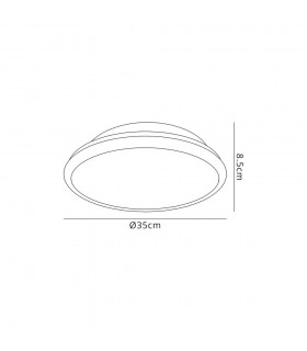 Flush Ceiling, 36cm 1 x 18W LED, 3000K, 1044lm, IP44, Satin Nickel, Crystaline - 2