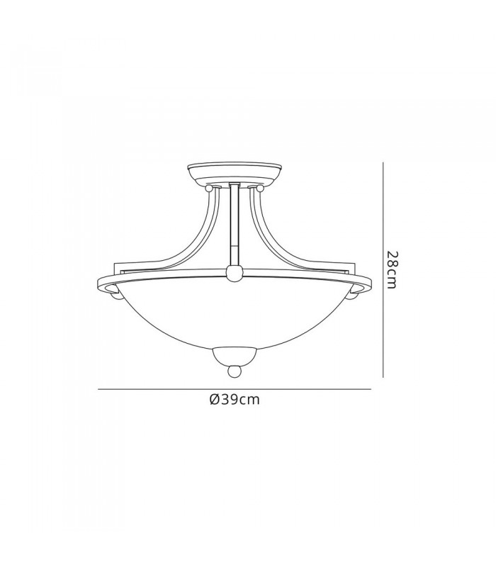 Semi-Flush Bowl Ceiling, 3 Light E27, Satin Nickel, Frosted Glass - 2