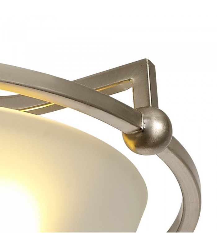 Semi-Flush Bowl Ceiling, 3 Light E27, Satin Nickel, Frosted Glass - 5