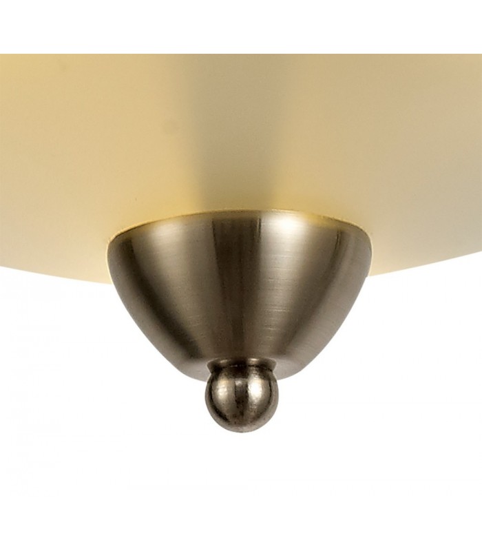 Semi-Flush Bowl Ceiling, 3 Light E27, Satin Nickel, Frosted Glass - 6