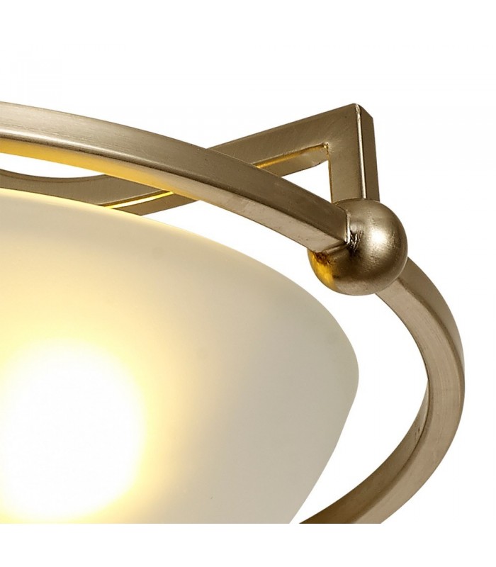 Semi-Flush Bowl Ceiling, 3 Light E27, Antique Brass, Frosted Glass - 5