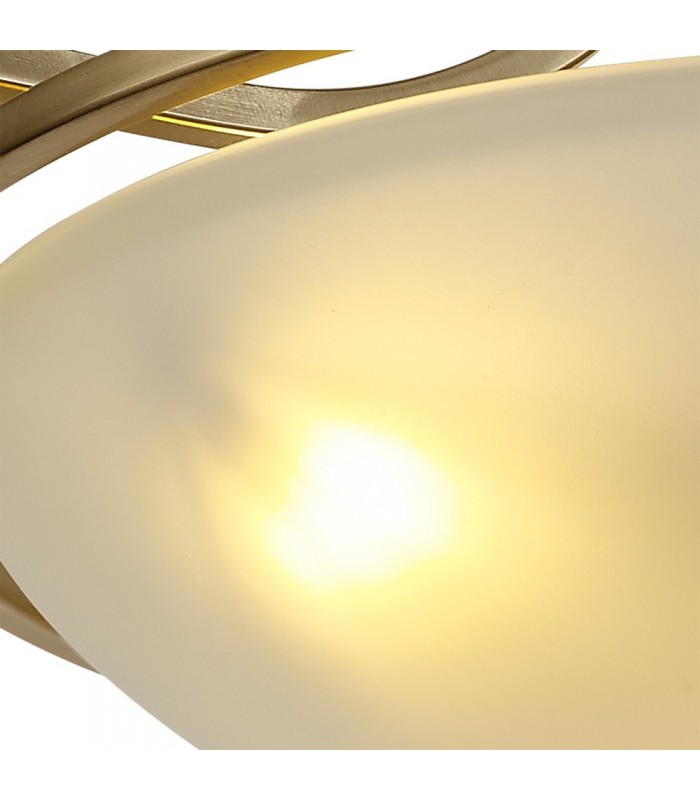 Semi-Flush Bowl Ceiling, 3 Light E27, Antique Brass, Frosted Glass - 7