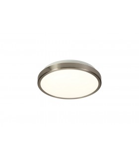 Flush Ceiling, 1 x 12W LED, 4000K, 565lm, IP44, Satin Nickel, White - 1