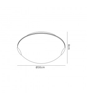 Flush Ceiling 30cm, 1 x 12W LED, 3000K, 666lm, Polished Chrome, White - 2