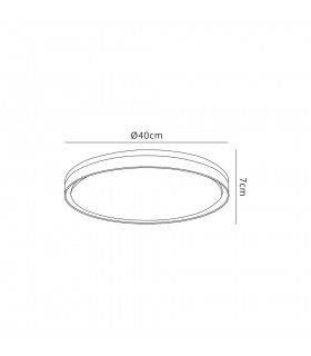 Flush Ceiling 39cm, 1 x 24W LED, 3 Step-Dimmable, 3000K, 1000lm, IP44, Silver, White Acrylic - 2