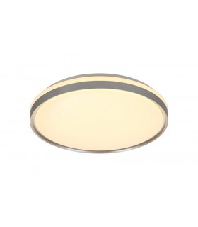Flush Ceiling 48cm, 1 x 36W LED 3 Step-Dimmable, 3000K, 1575lm, IP44, Silver, White Acrylic - 1