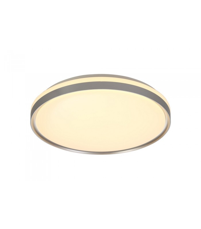 Flush Ceiling 48cm, 1 x 36W LED 3 Step-Dimmable, 3000K, 1575lm, IP44, Silver, White Acrylic - 1