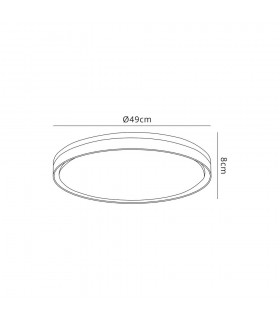 Flush Ceiling 48cm, 1 x 36W LED 3 Step-Dimmable, 3000K, 1575lm, IP44, Silver, White Acrylic - 2