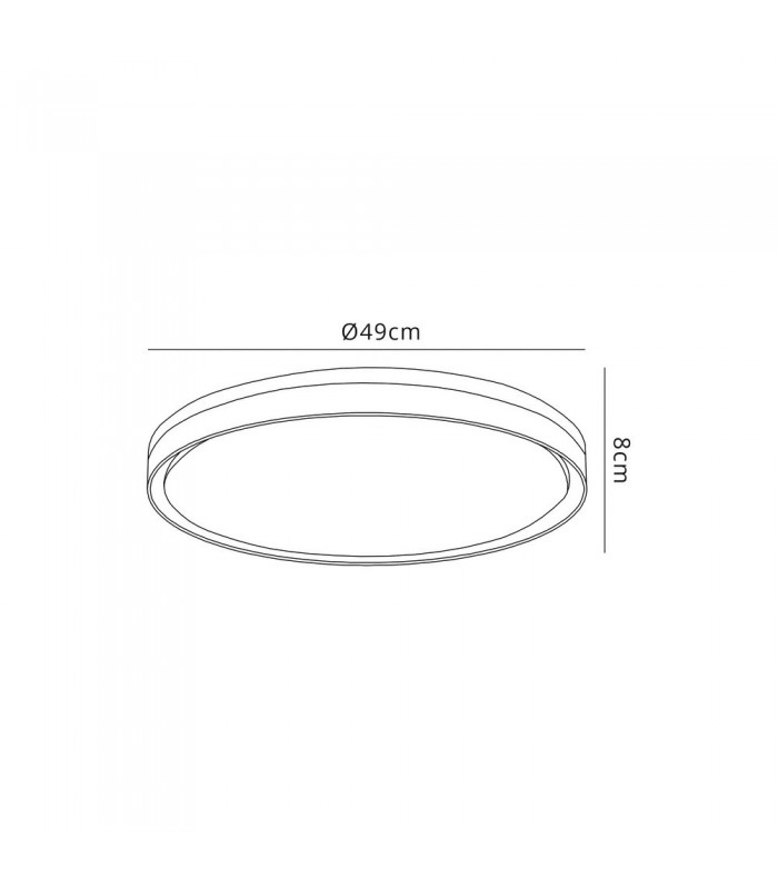 Flush Ceiling 48cm, 1 x 36W LED 3 Step-Dimmable, 3000K, 1575lm, IP44, Silver, White Acrylic - 2