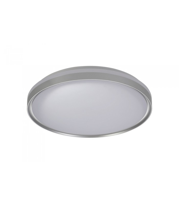 Flush Ceiling 48cm, 1 x 36W LED 3 Step-Dimmable, 3000K, 1575lm, IP44, Silver, White Acrylic - 3