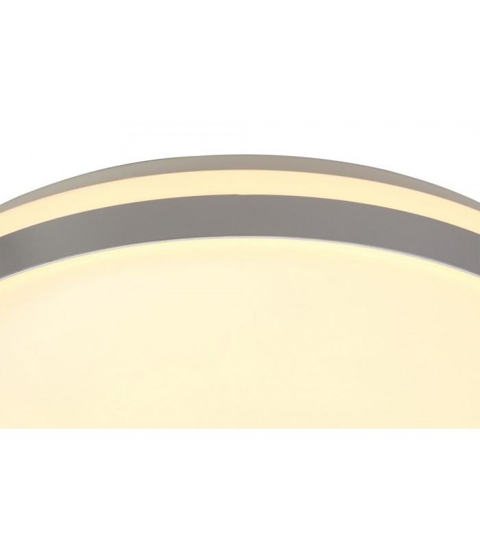 Flush Ceiling 48cm, 1 x 36W LED 3 Step-Dimmable, 3000K, 1575lm, IP44, Silver, White Acrylic - 4