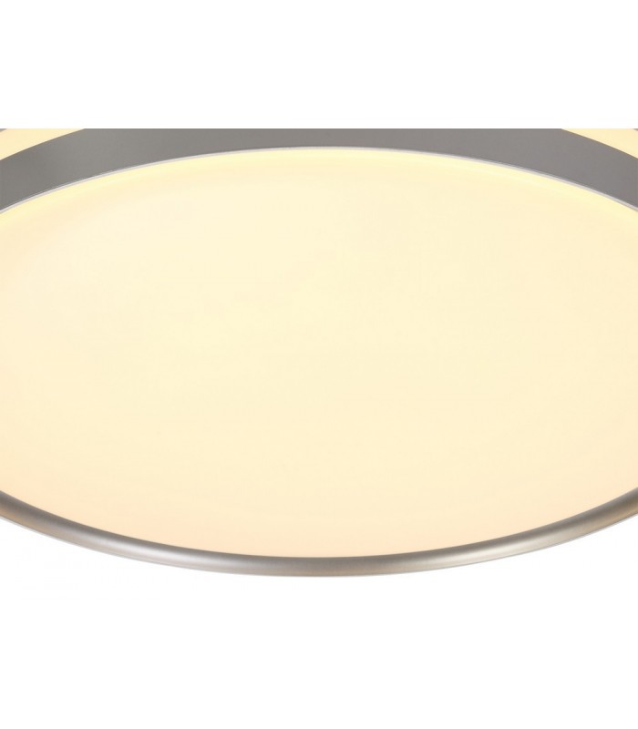 Flush Ceiling 48cm, 1 x 36W LED 3 Step-Dimmable, 3000K, 1575lm, IP44, Silver, White Acrylic - 5