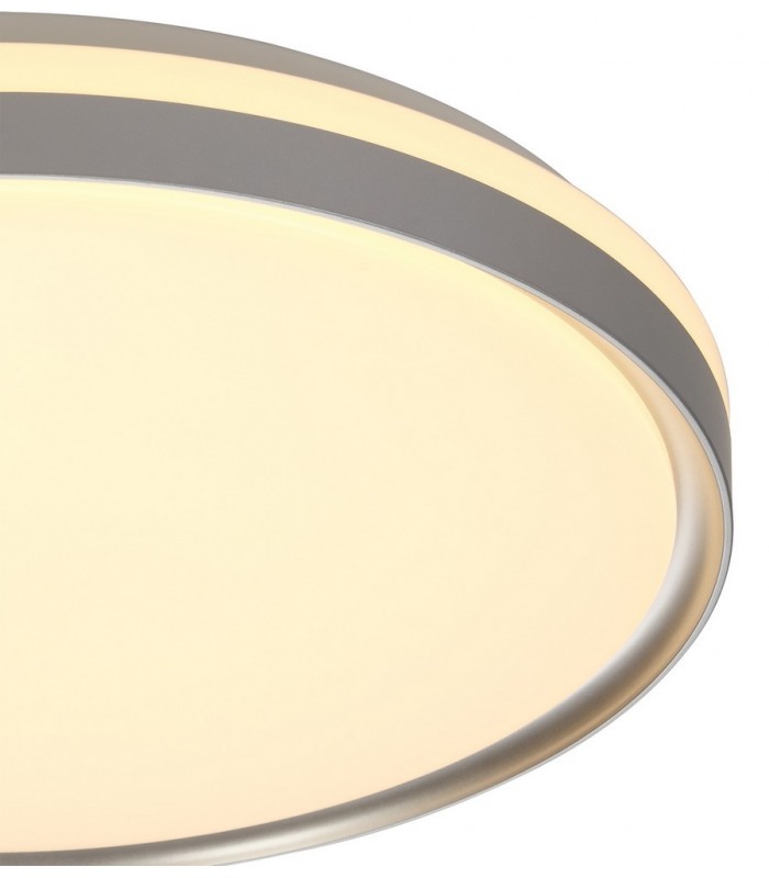 Flush Ceiling 48cm, 1 x 36W LED 3 Step-Dimmable, 3000K, 1575lm, IP44, Silver, White Acrylic - 7