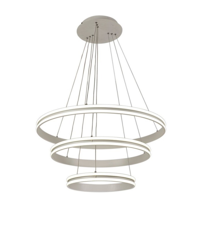 Ceiling Pendant, 3 Light 50W,30W,20W LED, 4000K, 5470lm, Dimmable, Matt White - 1