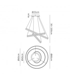 Ceiling Pendant, 3 Light 50W,30W,20W LED, 4000K, 5470lm, Dimmable, Matt White - 2