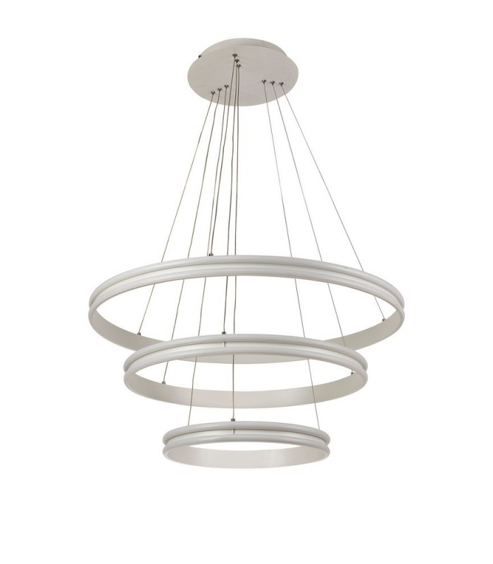 Ceiling Pendant, 3 Light 50W,30W,20W LED, 4000K, 5470lm, Dimmable, Matt White - 3