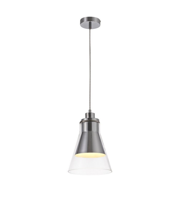 Ceiling Dome Pendant, 1 x E27, Polished Chrome, Clear Glass - 1