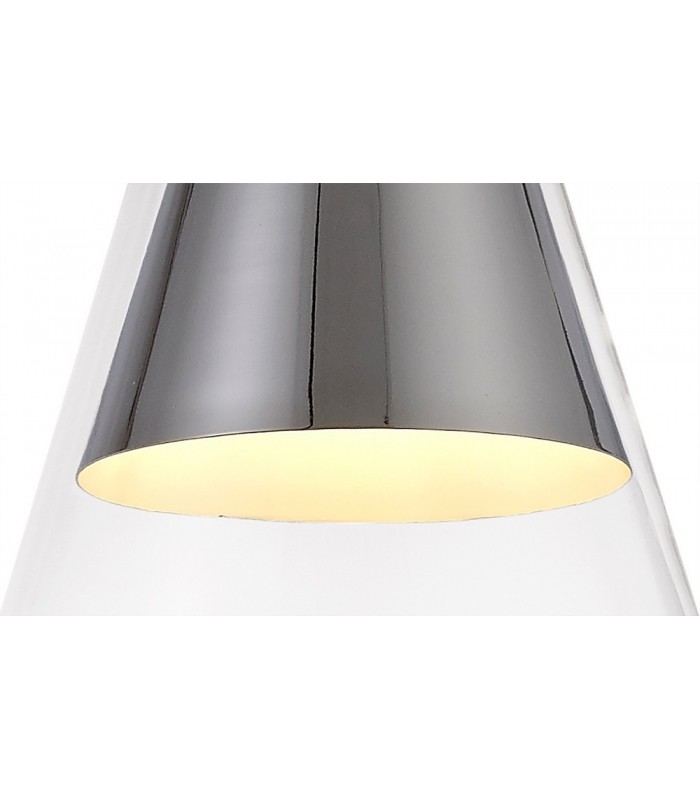 Ceiling Dome Pendant, 1 x E27, Polished Chrome, Clear Glass - 6
