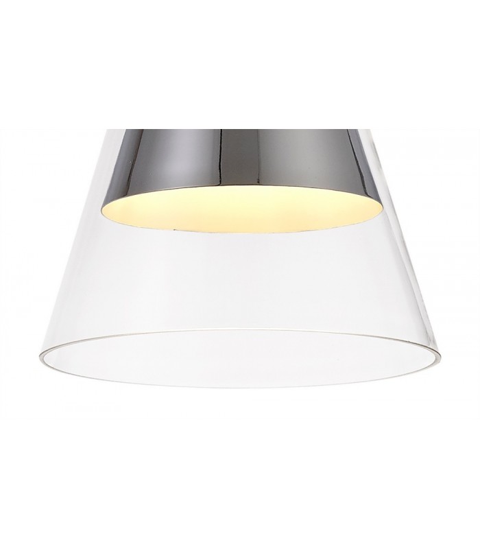 Ceiling Dome Pendant, 1 x E27, Polished Chrome, Clear Glass - 7