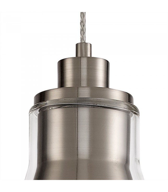 Ceiling Dome Pendant, 1 x E27, Satin Nickel, Clear Glass - 5