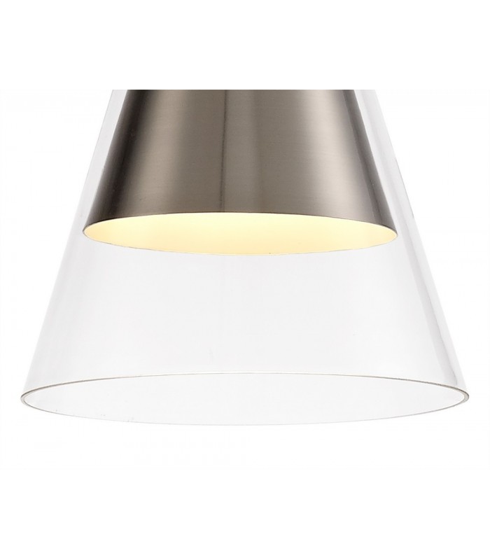 Ceiling Dome Pendant, 1 x E27, Satin Nickel, Clear Glass - 6