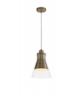 Ceiling Dome Pendant, 1 x E27, Antique Brass, Clear Glass - 1