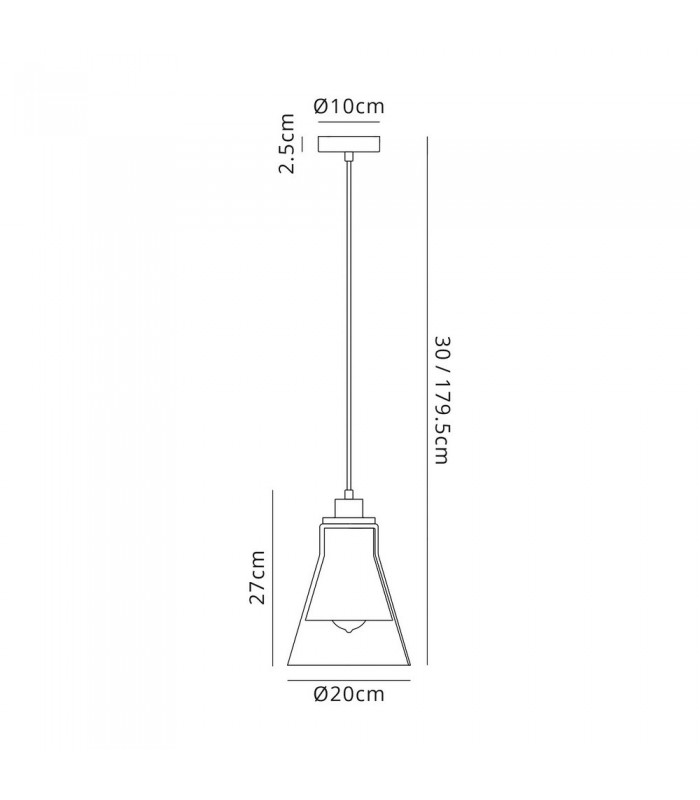 Ceiling Dome Pendant, 1 x E27, Antique Brass, Clear Glass - 2