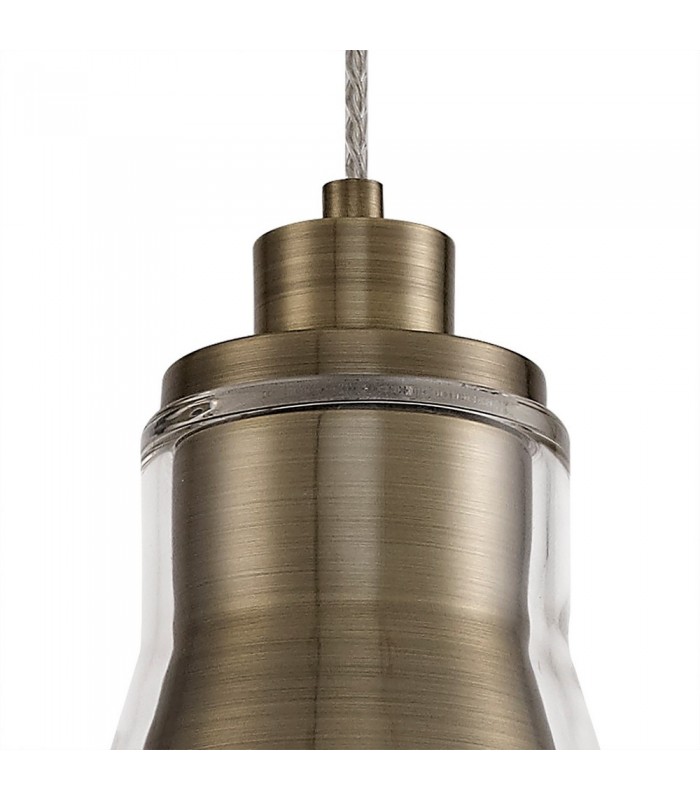 Ceiling Dome Pendant, 1 x E27, Antique Brass, Clear Glass - 5