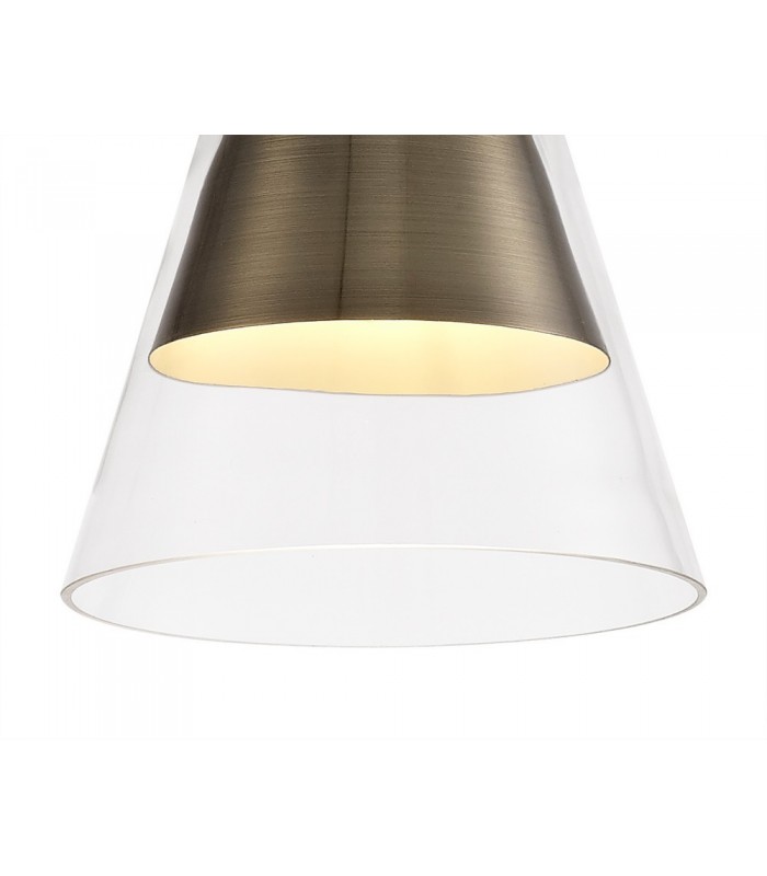 Ceiling Dome Pendant, 1 x E27, Antique Brass, Clear Glass - 6